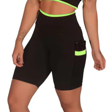 Kit 3 Short Feminino Fitness Academia com Bolso