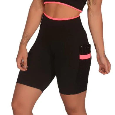 Kit 3 Short Feminino Fitness Academia com Bolso