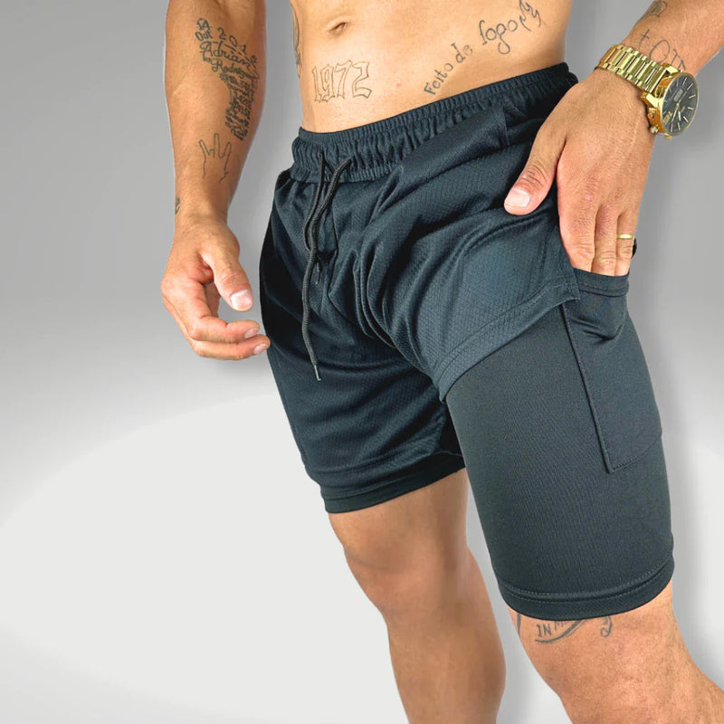 Shorts Masculino 2 em 1 Corrida Forrado