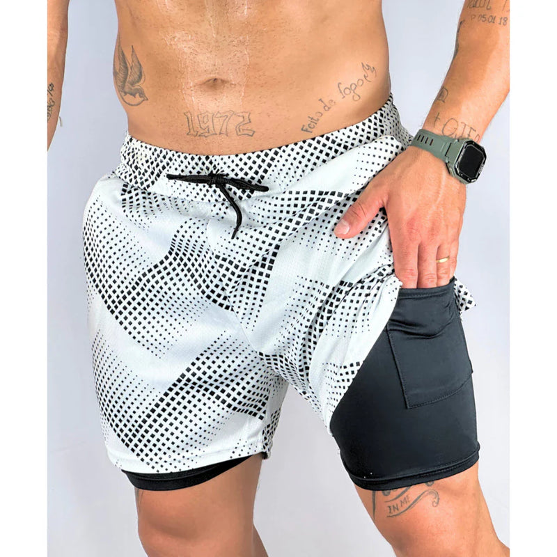 Shorts Masculino 2 em 1 Corrida Forrado