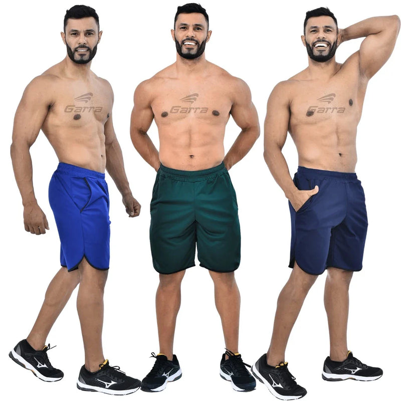 Kit 3 Bermudas Masculinas Street Fitness para Atividade Física e Academia